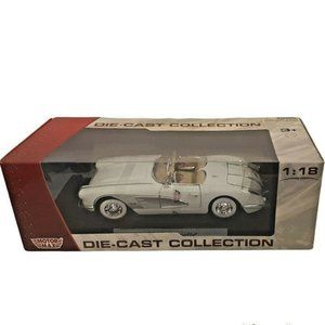 Vintage '58 White Corvette Convertible Die Cast Collection White Seats Motor Max